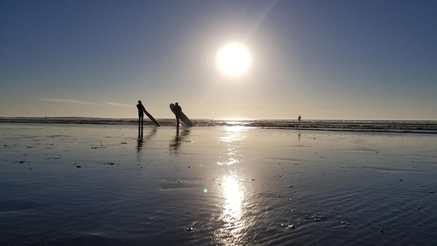 Surfers at the beach near San Francisco